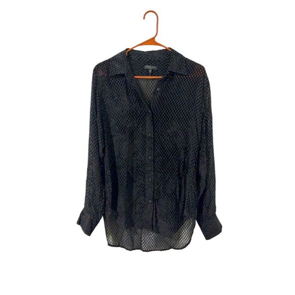 Rag & Bone Women's Lila Burnout Button-Up Shirt Black Size M - Picture 6 of 12